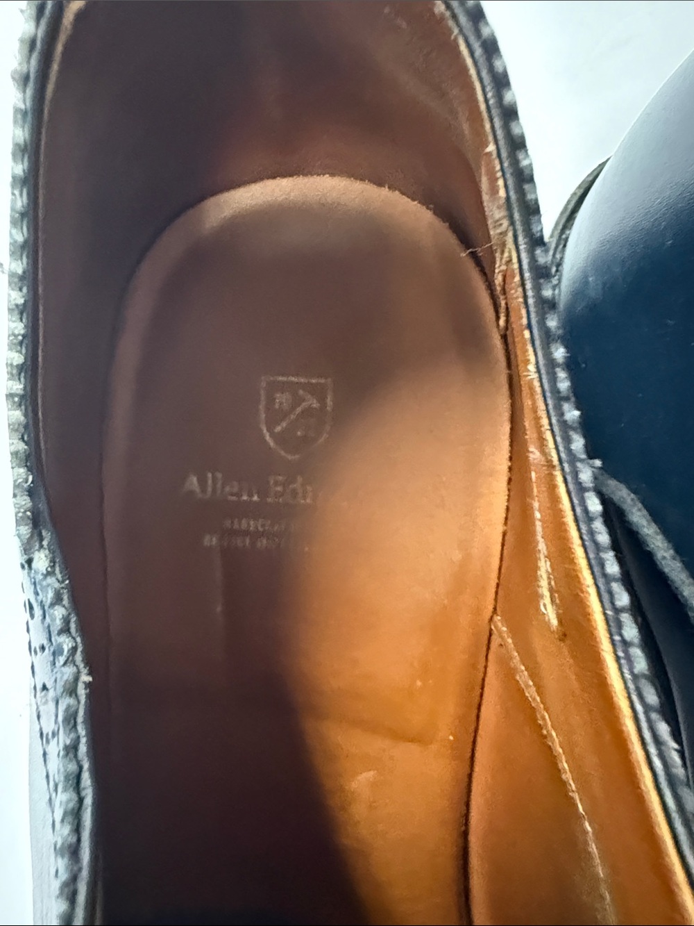 Allen Edmonds Men's Dark Navy Leather Wingtip Oxfords - Picture 4 of 6